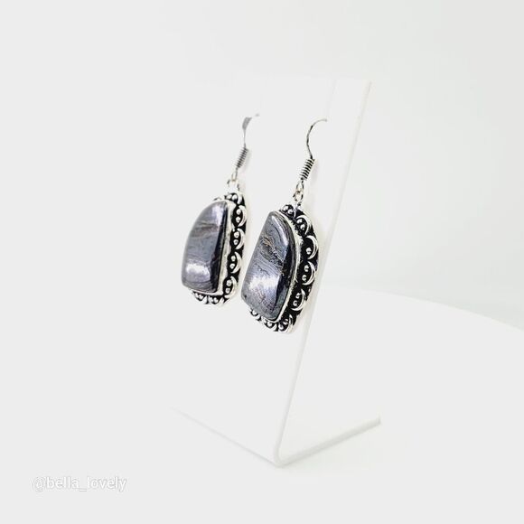 Iron Tiger Eye Handmade Drop Dangle Earrings Jewelry 1.9" - Picture 1 of 3